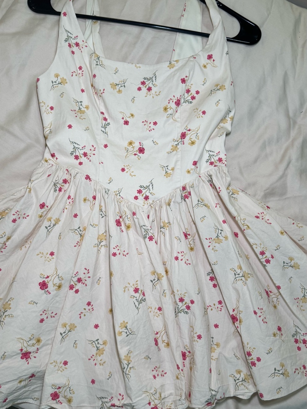 Girls' White Floral Sundress with Pink & Yellow Flowers